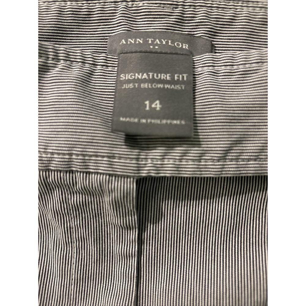 Ann Taylor Pants Womens 14 Black White Striped  Chinos Cropped Nautical